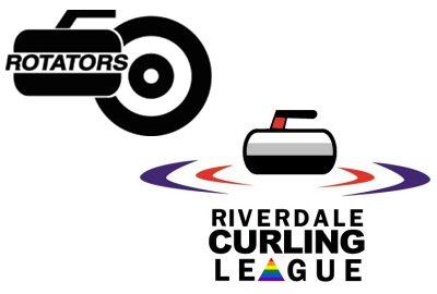 Riverdale and Rotators Curling Leagues logos