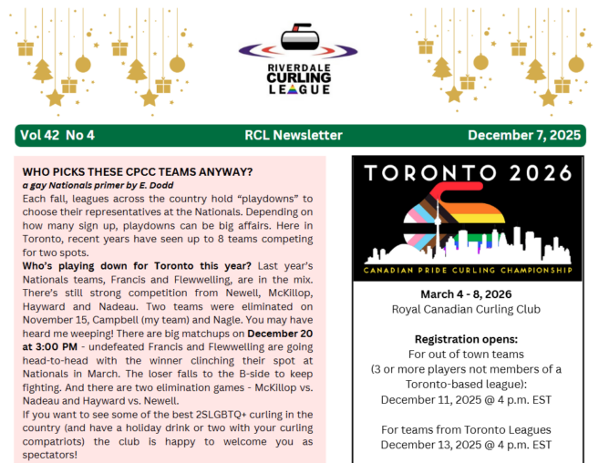 When can you register for the largest Riverdale bonspiel ever? Check the newsletter!